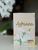 Combo Bíblia Média Lírio em Linho + placa pequena + Cartela de índice